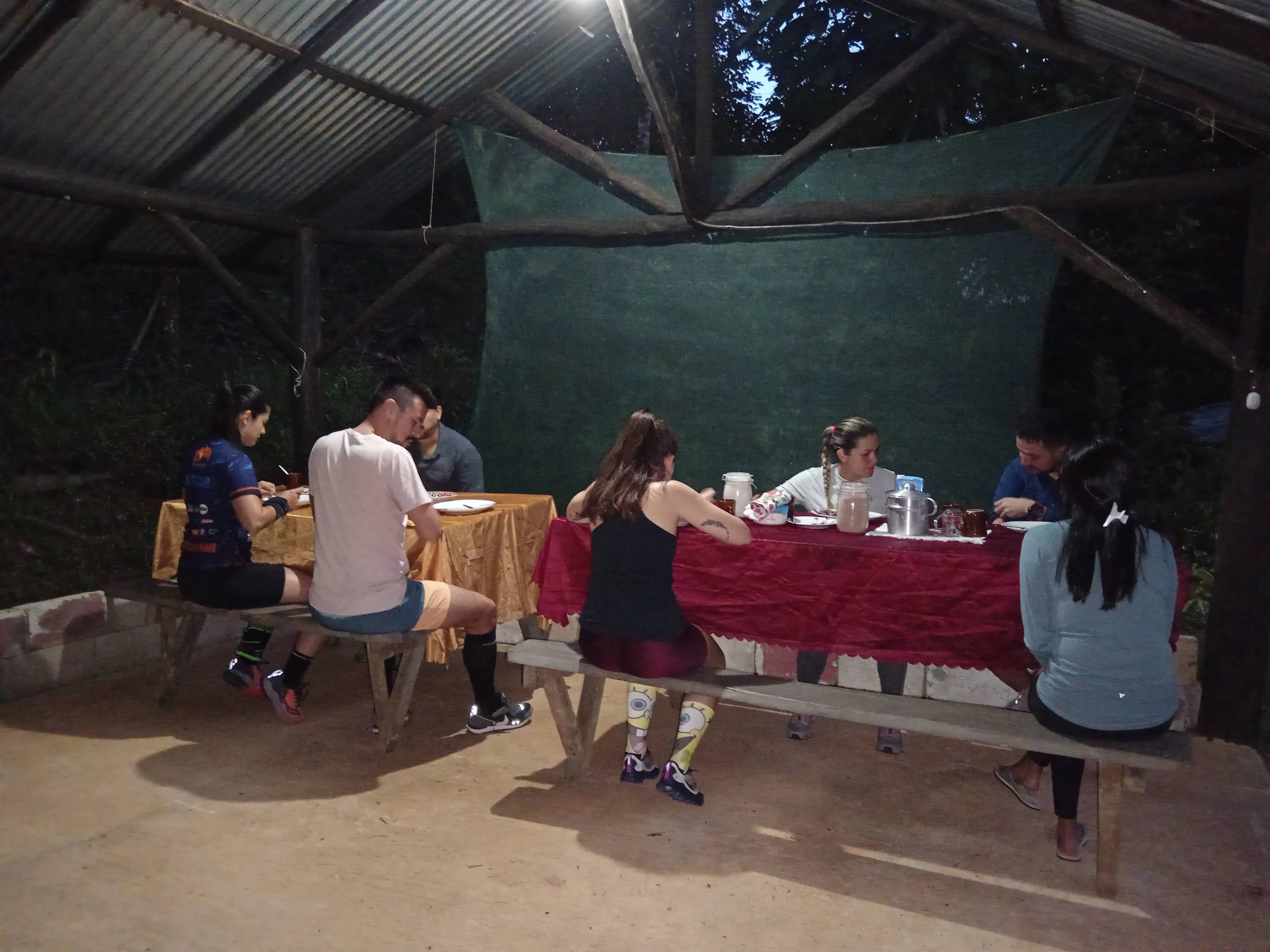A shared communal kitchen area with basic equipment for guests.